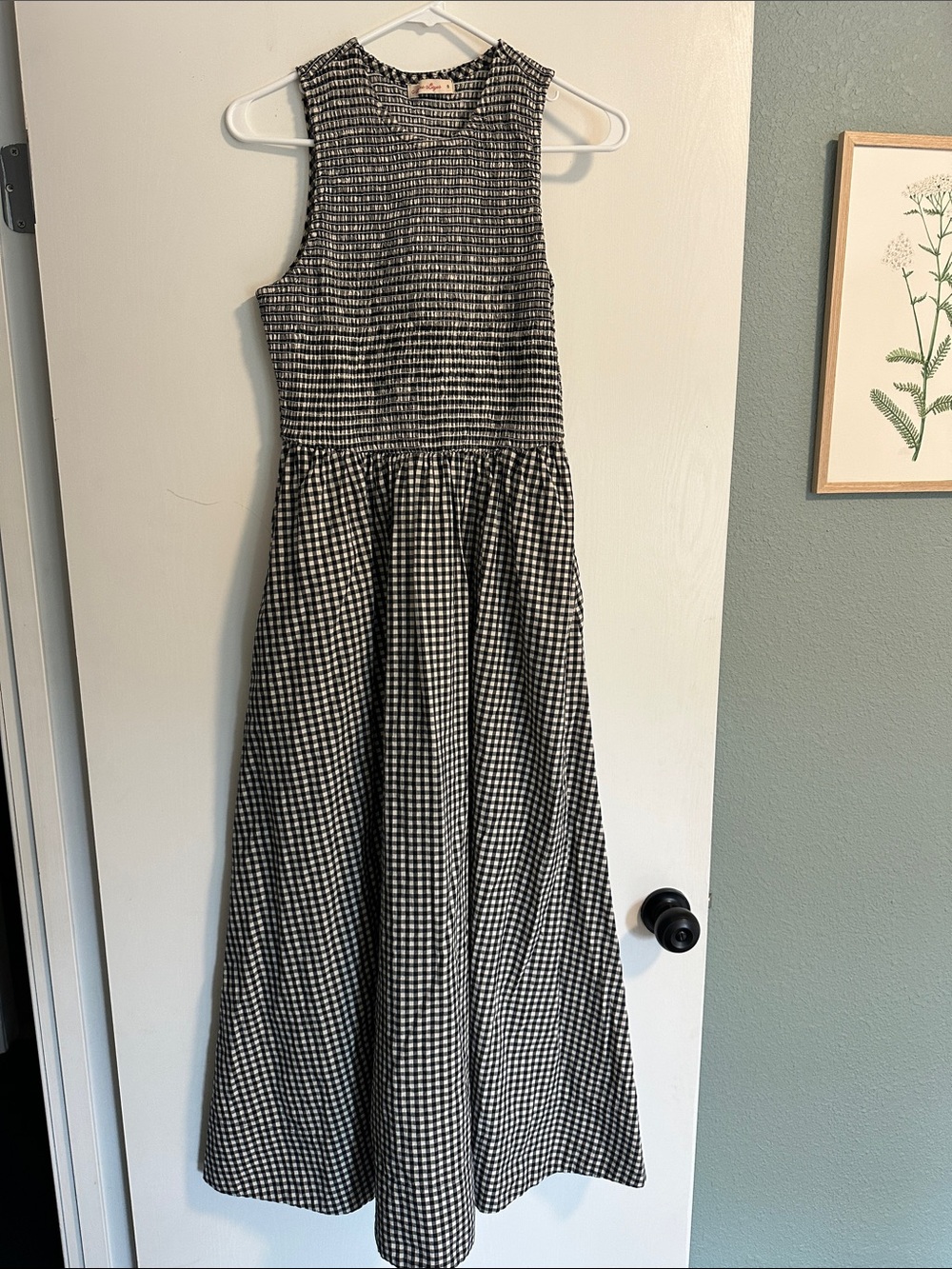 Marine Layer Black and White Gingham Midi Dress